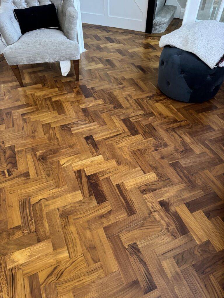 Teak Herringbone Installation
